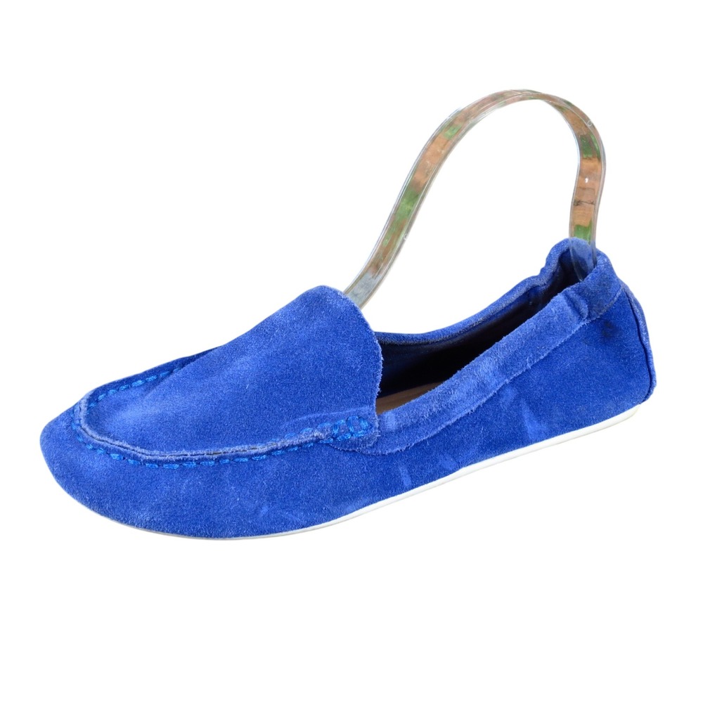 Lands End 444714 Womens Moccasin Loafer Size 8.5 B Daily Wear Cobalt Blue Suede